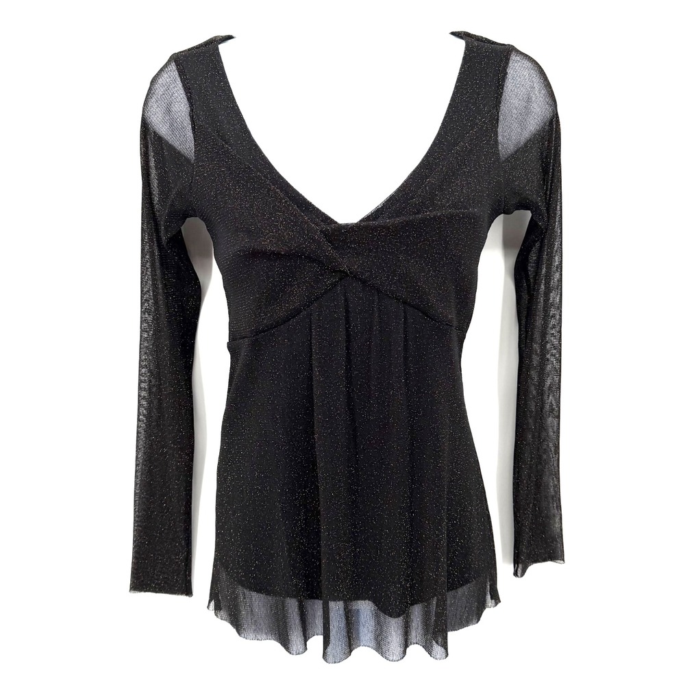 Weston Wear Metallic Gold Babydoll Top Size S Whimsigoth Sparkle Mesh Fairy